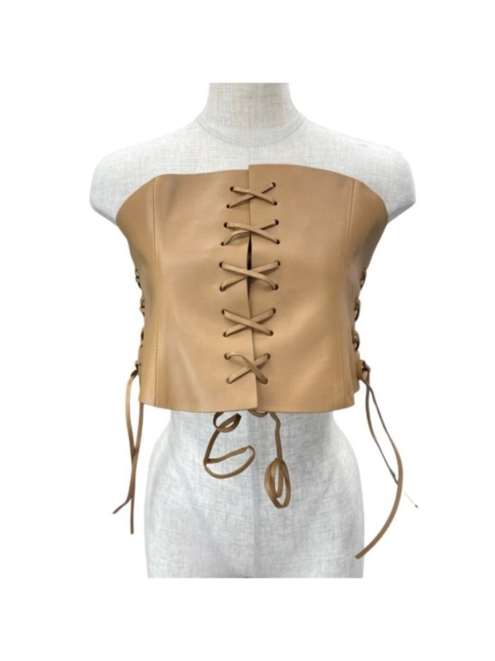 Dior Corset Belt D-lace Leather Brown Business